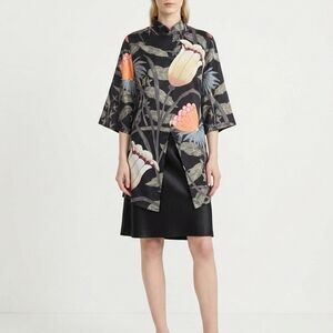 NEW Black Floral Asian Inspired Dress Size M